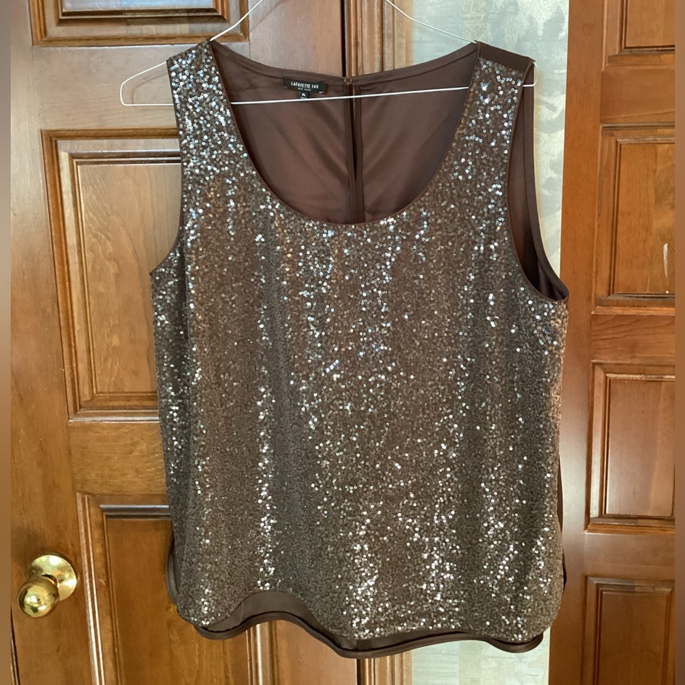 Lafayette 148 New York Brown Sequin Tank Top
